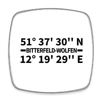 Bitterfeld-Wolfen Koordinaten - Viereckiger Kühlschrankmagnet - Weiß - Vorne