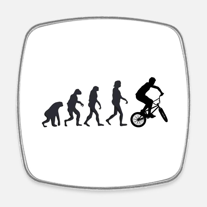 Fahrrad - Menschliche Evolution - Viereckiger Kühlschrankmagnet - Weiß