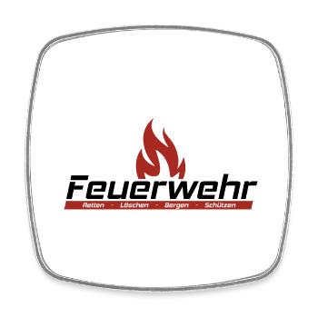 Feuerwehr - Retten, Löschen, Bergen, Schützen - Viereckiger Kühlschrankmagnet - Weiß - Vorne