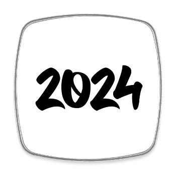 2024 - Viereckiger Kühlschrankmagnet - Weiß - Vorne