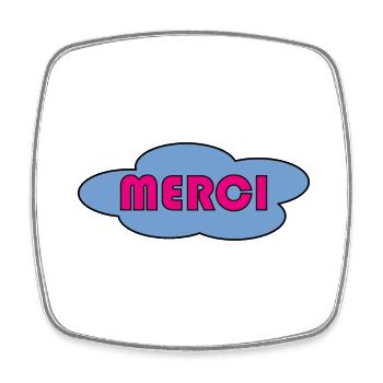 MERCI. THANKS. THANK YOU. ANNIVERSAIRE. NAISSANCE. - Magnet carré - blanc - Devant