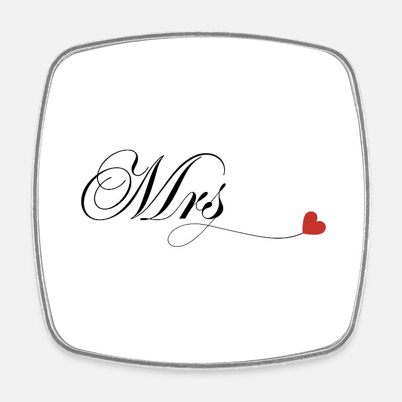 Matching personalized couple T-shirt Mr and Mrs - Square fridge magnet - white