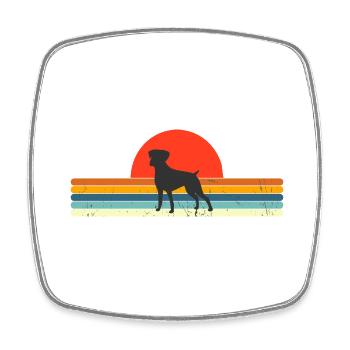 Vintage Hund Retro Sonnenuntergang - Viereckiger Kühlschrankmagnet - Weiß - Vorne