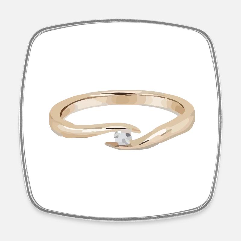 Ring - Square fridge magnet - white