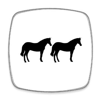 Chevaux - Magnet carré - blanc - Devant