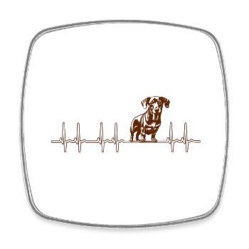 teckel aime ECG Heartbeat - Magnet carré - blanc - Devant