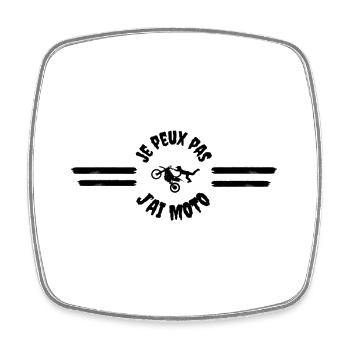 Je peux pas j'ai moto - Magnet carré - blanc - Devant