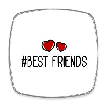 Beste Freunde Herzen Liebe - Viereckiger Kühlschrankmagnet - Weiß - Vorne