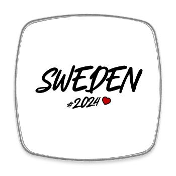 Schweden 2024 Herz - Viereckiger Kühlschrankmagnet - Weiß - Vorne