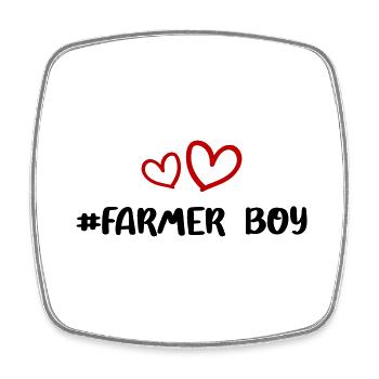 Farmer Boy Heart Love - Square fridge magnet - white - Front