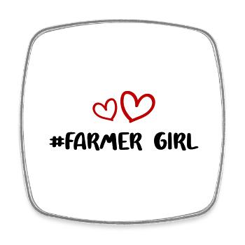 Fermier Fille Fille Coeur Amour - Magnet carré - blanc - Devant