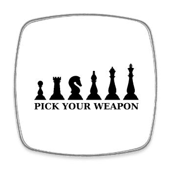 Schach pick your weapon schwarz - Viereckiger Kühlschrankmagnet - Weiß - Vorne