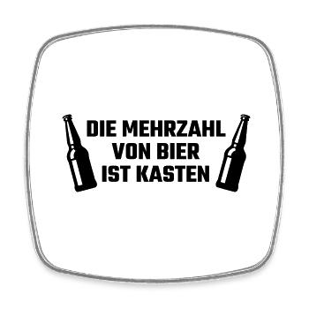 Die Mehrzahl von Bier ist Kasten - Viereckiger Kühlschrankmagnet - Weiß - Vorne
