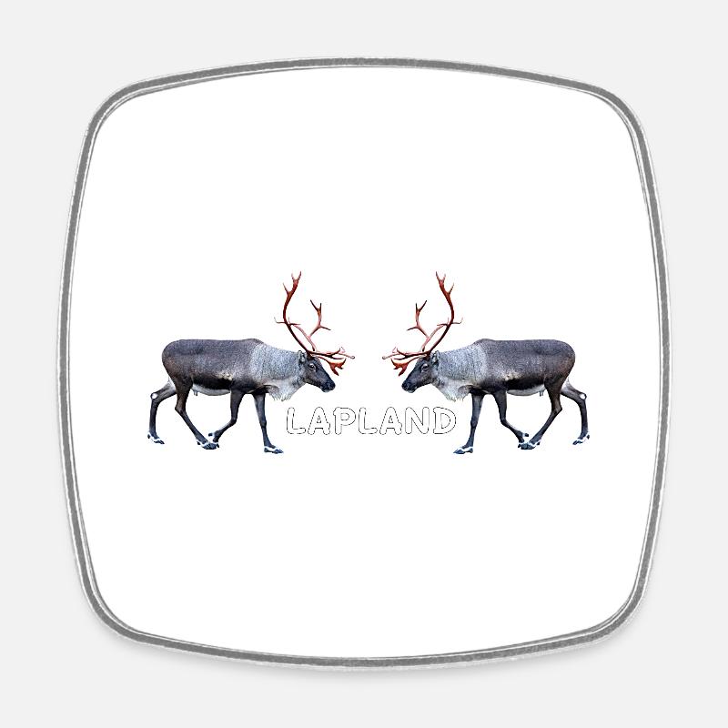 Lapland reindeer pair with text motifs - Square fridge magnet - white