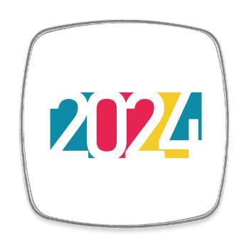 2024 happy new year Jahreszahl Datum Zahl Anno - Viereckiger Kühlschrankmagnet - Weiß - Vorne