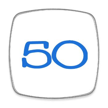 50. 50 ANS. 50e ANNIVERSAIRE. ANNIVERSAIRE 50 ANS. - Magnet carré - blanc - Devant