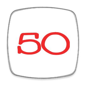 50. 50 YEARS. 50th ANNIVERSARY. 50 YEARS ANNIVERSARY. - Square fridge magnet - white - Front