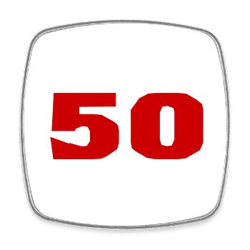 50. 50 ANS. 50e ANNIVERSAIRE. ANNIVERSAIRE 50 ANS. - Magnet carré - blanc - Devant
