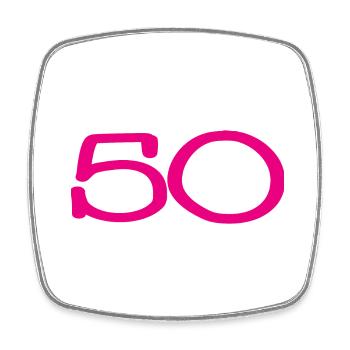 50. 50 ANS. 50e ANNIVERSAIRE. ANNIVERSAIRE 50 ANS. - Magnet carré - blanc - Devant