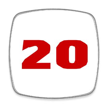 20. 20 YEARS. 20th ANNIVERSARY. 20TH ANNIVERSARY. - Square fridge magnet - white - Front
