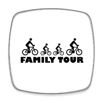 Family Tour - Bike Tour Design - Square fridge magnet - white - Front