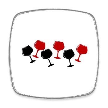 Rotwein Glas Wein Symbol - Viereckiger Kühlschrankmagnet - Weiß - Vorne