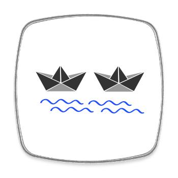 papierboote 02 - Viereckiger Kühlschrankmagnet - Weiß - Vorne