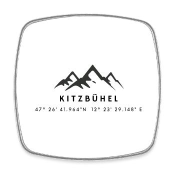 Minimalistisches Kitzbühel-Logo - Viereckiger Kühlschrankmagnet - Weiß - Vorne