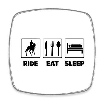 Ride Eat Sleep Dressage Equestrian Shirt - Square fridge magnet - white - Front