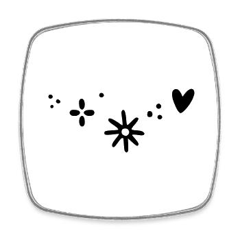 Motif d’étoile de coeur - Magnet carré - blanc - Devant