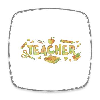 Teacher - Viereckiger Kühlschrankmagnet - Weiß - Vorne