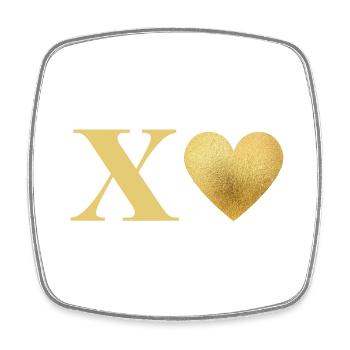 Buchstabe x Goldenes Herz - Viereckiger Kühlschrankmagnet - Weiß - Vorne