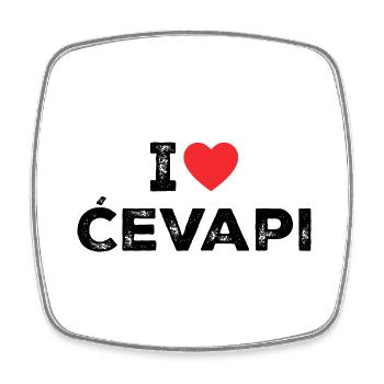 I Love Cevapi - I Heart Cevapi - Balkan Food - Magnet carré - blanc - Devant