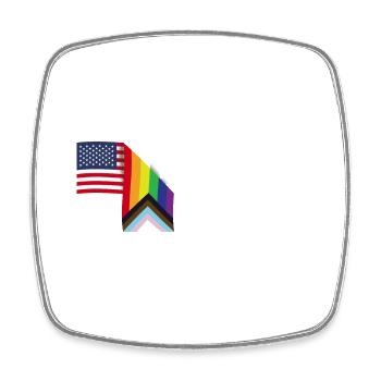 Be You - Drapeau Patriot USA et drapeau LGBT - Gay - Magnet carré - blanc - Devant