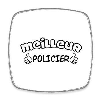 MEILLEUR POLICIER - Magnet carré - blanc - Devant