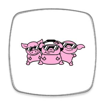 3 DJ Party Pigs Team Three Friends Party Crew - Square fridge magnet - white - Front