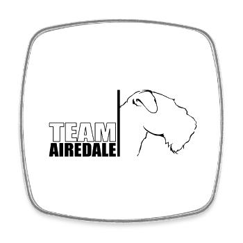 ÉQUIPE Airedale Chien Chien Sport Chiens Wilsigns - Magnet carré - blanc - Devant