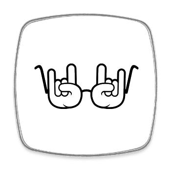 Sonnenbrille Metal Rock Graffiti Hörner Handgeste - Viereckiger Kühlschrankmagnet - Weiß - Vorne