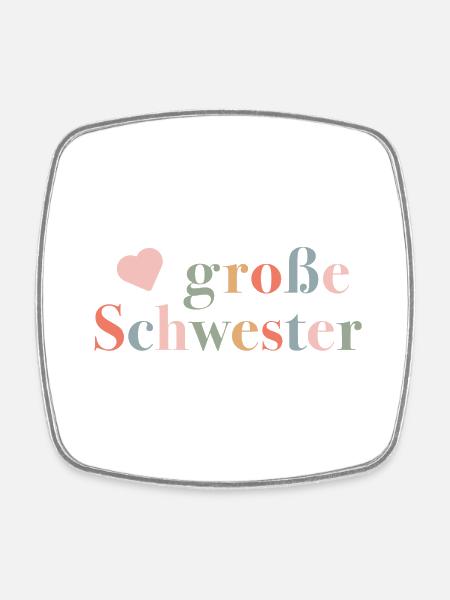 Große Schwester - Geschenk zur Geburt für Mädchen - Viereckiger Kühlschrankmagnet - Weiß