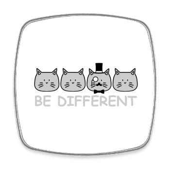 Be Different Sir Cat Chapeau Haut de Forme Monocle Mr. Empire - Magnet carré - blanc - Devant
