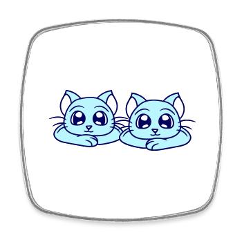 Deux chats heureux 2 amis Couple Équipe Couple - Magnet carré - blanc - Devant