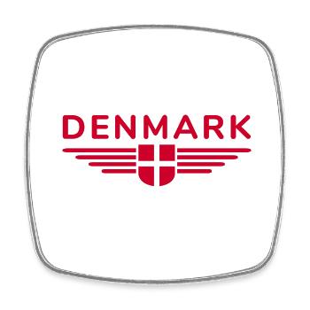 I Love Denmark, T-shirt de tenue design - Magnet carré - blanc - Devant
