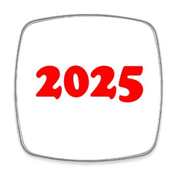 2025 - Viereckiger Kühlschrankmagnet - Weiß - Vorne