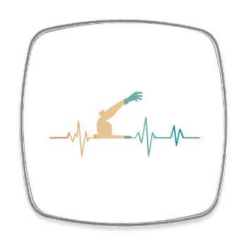 Retro Heartbeat Robotic Arm - Square fridge magnet - white - Front