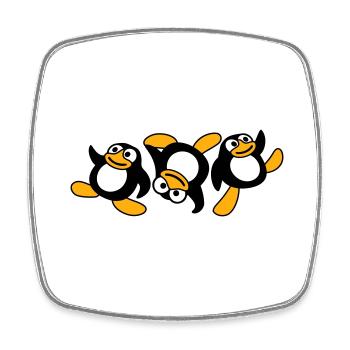 Three Breakdance Penguins Dancing Party Fun Music - Square fridge magnet - white - Front