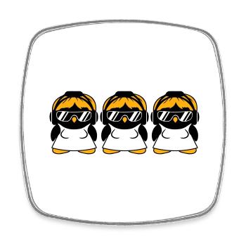 Penguin DJ Girl Femmes Casque Lunettes de soleil Équipe - Magnet carré - blanc - Devant