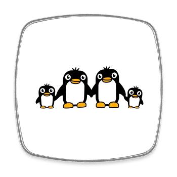 4 Pinguine Papa Mama zwei Kinder Baby Hände halten - Viereckiger Kühlschrankmagnet - Weiß - Vorne
