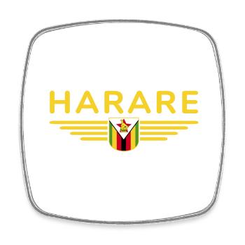 Harare T-Shirt für Simbabwe-Fans - Viereckiger Kühlschrankmagnet - Weiß - Vorne