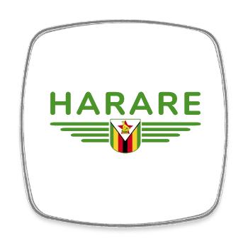 Harare T-Shirt für Simbabwe-Fans - Viereckiger Kühlschrankmagnet - Weiß - Vorne