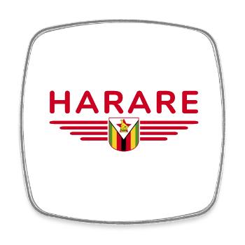 Harare T-Shirt für Simbabwe-Fans - Viereckiger Kühlschrankmagnet - Weiß - Vorne